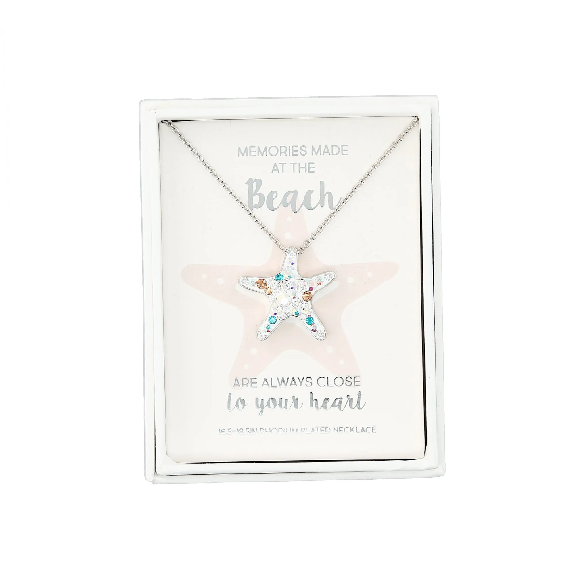 Beach Starfish - 16.5"-18.5" Rhodium Plated Necklace