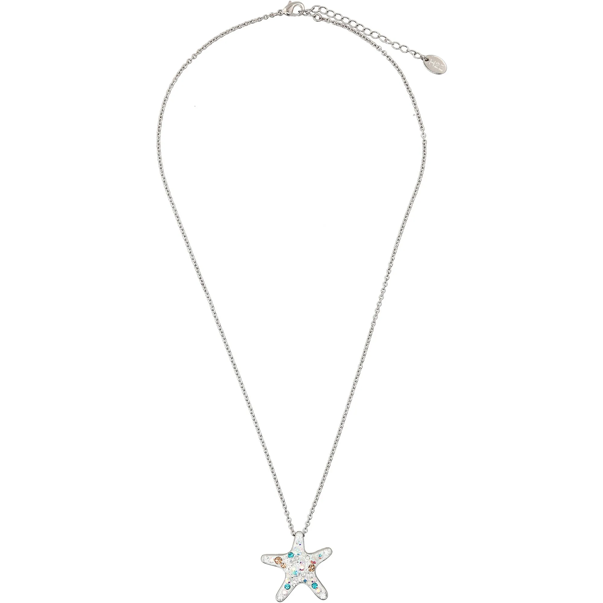 Beach Starfish - 16.5"-18.5" Rhodium Plated Necklace