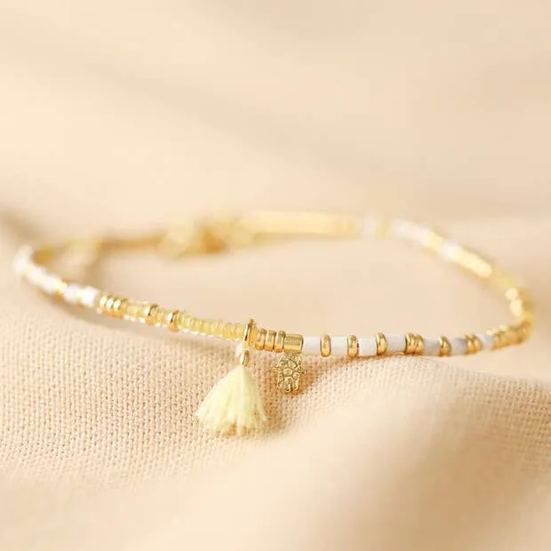 Beaded Bracelet: Gold & White