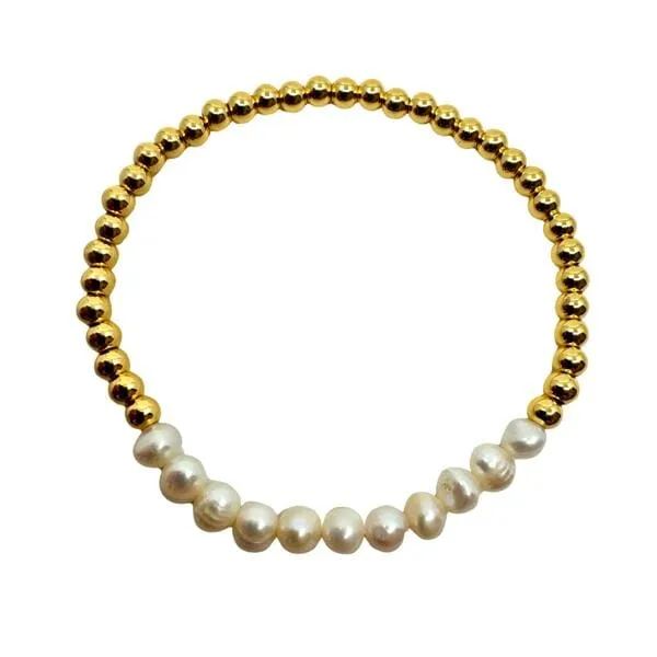 Beaded Bracelet: Gold and Pearls (BG4300)