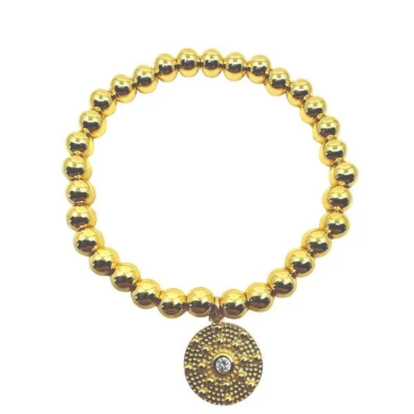 Beaded Bracelet With Granulated Charm (BG4460)