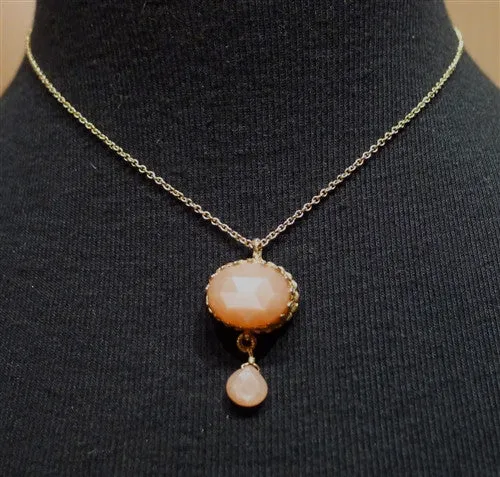 Becky Kelso 14K Yellow Gold and Apricot Moonstone Necklace/Pendant