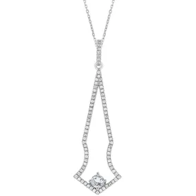 Bellissima Women's Necklace - Sterling Silver Thin Long Open White Topaz | BLK-7534