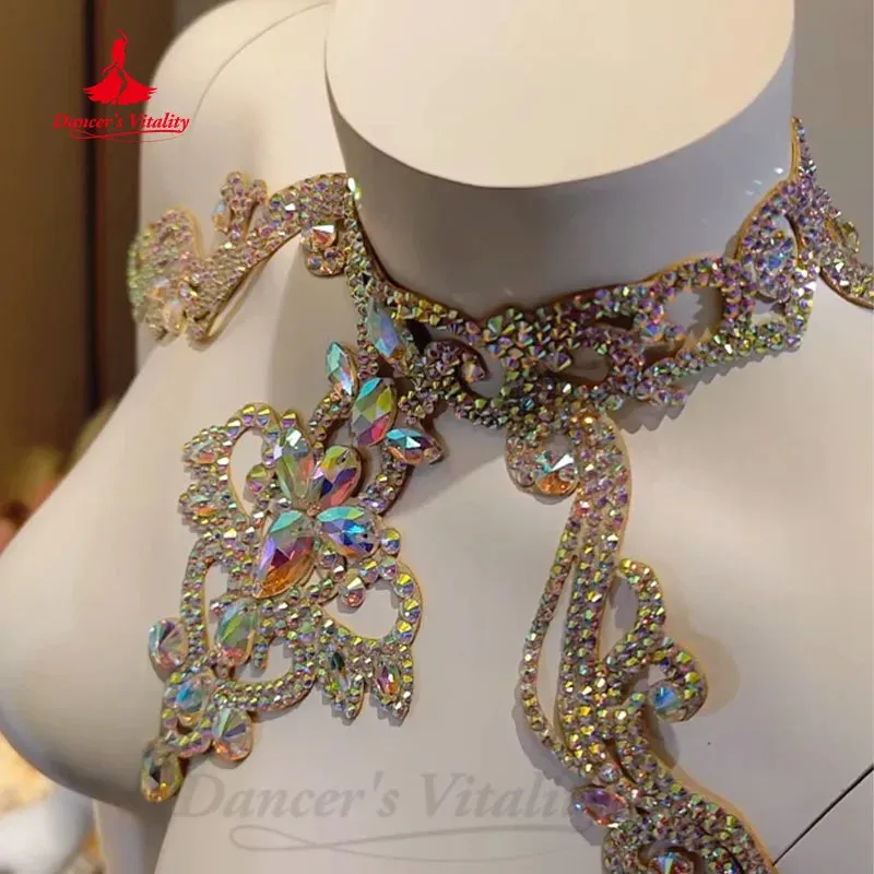 Belly Dance Necklace Customization Performance Accessories Oriental Dancing Female Senior Profession Competition Diamond Chain