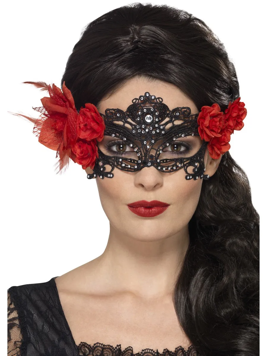 Black Day of the Dead Lace Filigree Eyemask