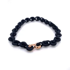 Black Petite Laser Sintered Nylon Bracelet with Rose Gold Plated Link