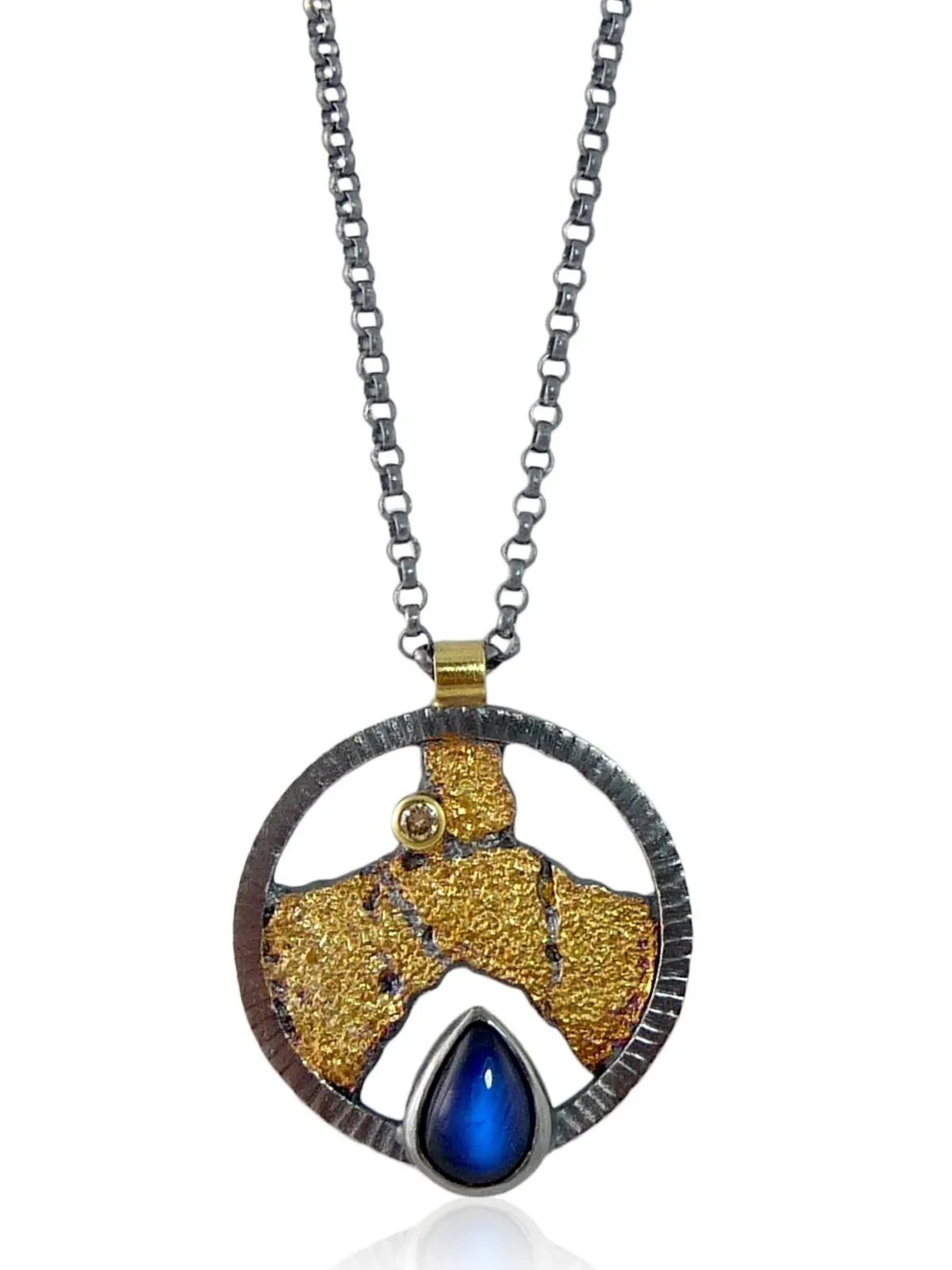 Blue Moonstone Terra Shield Pendant