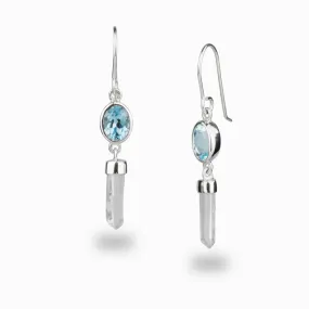 Blue Topaz & Clear Quartz Drop Earrings