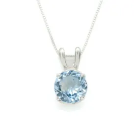 Blue Topaz Pendant - Sky Blue Necklace - Classic Round Necklace