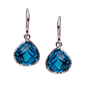 Blue Topaz Quartz Silver Earrings