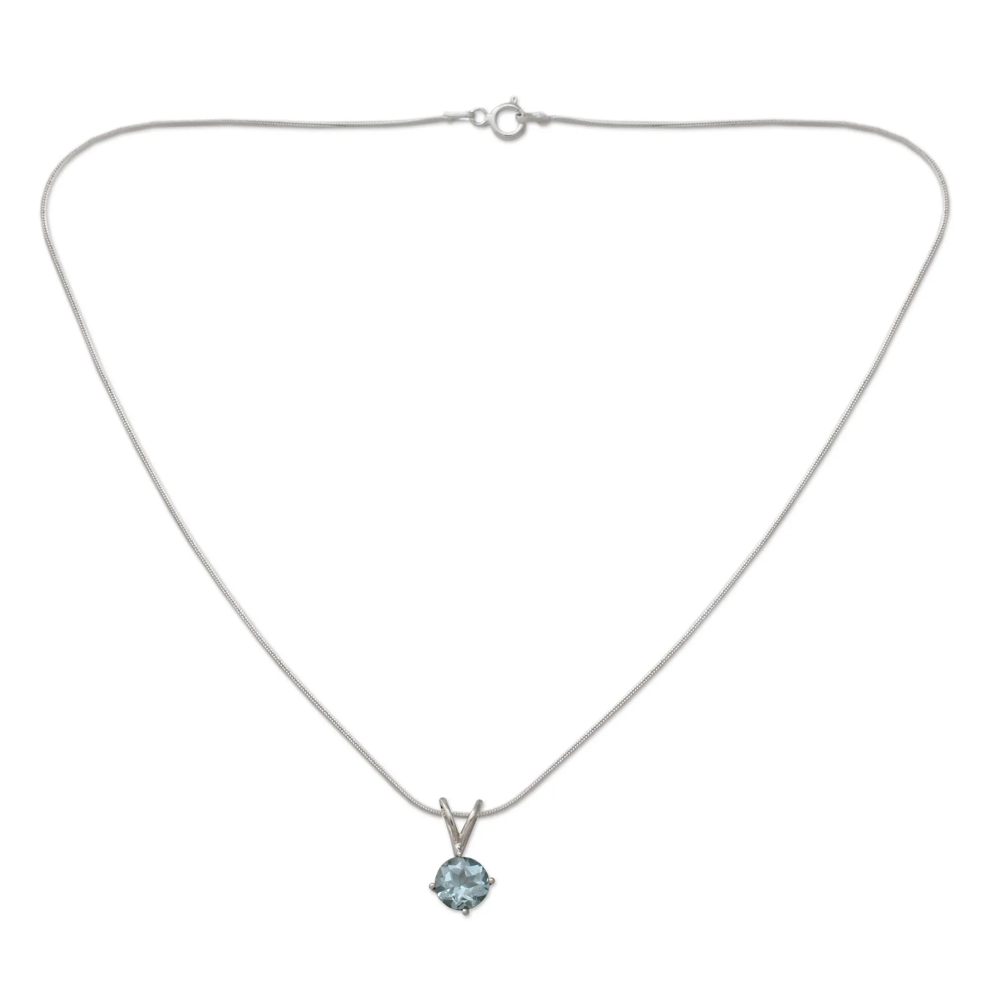 Blue Topaz Sterling Silver Pendant Necklace