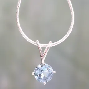 Blue Topaz Sterling Silver Pendant Necklace