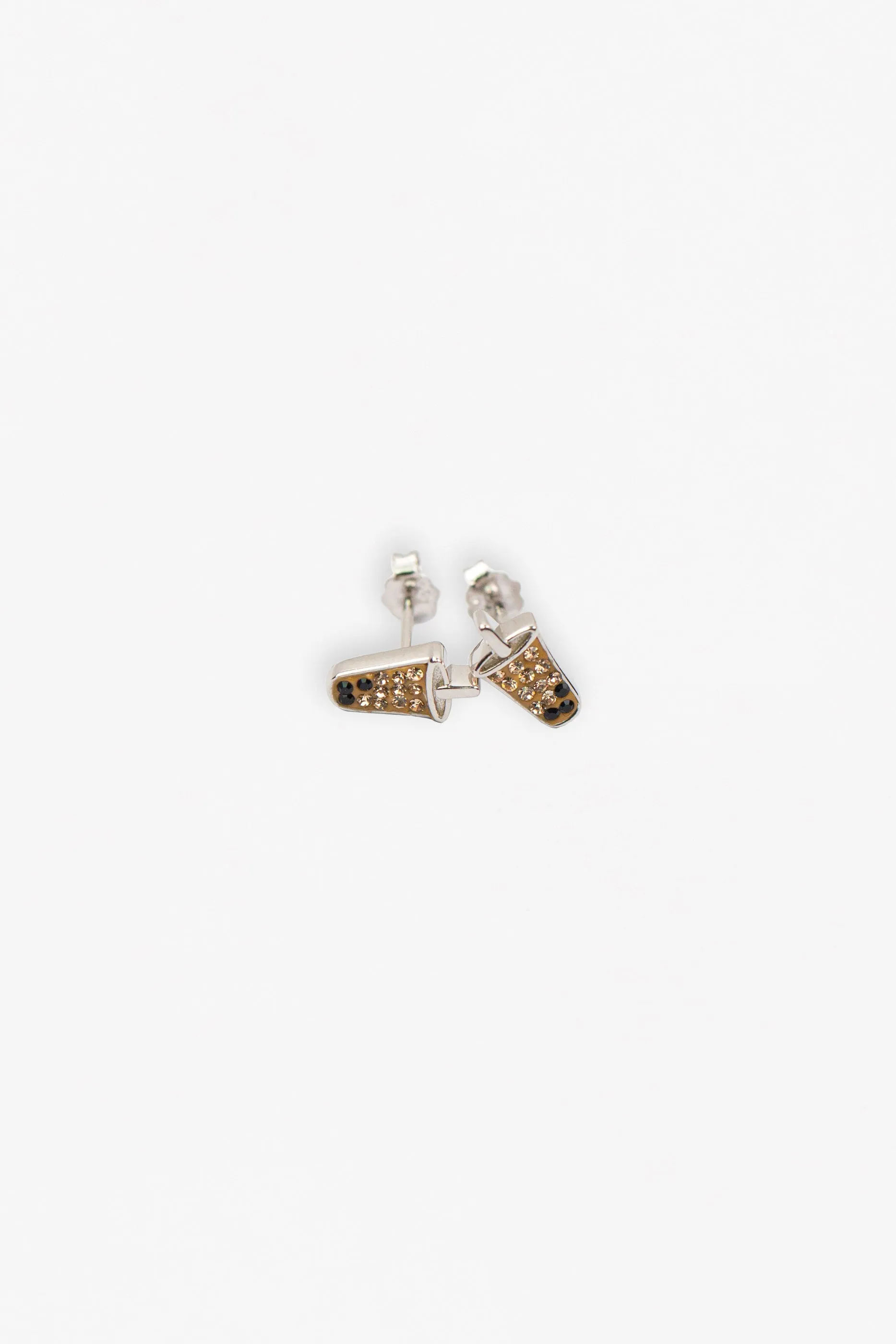 Boba Tea Crystal Silver Stud Earrings