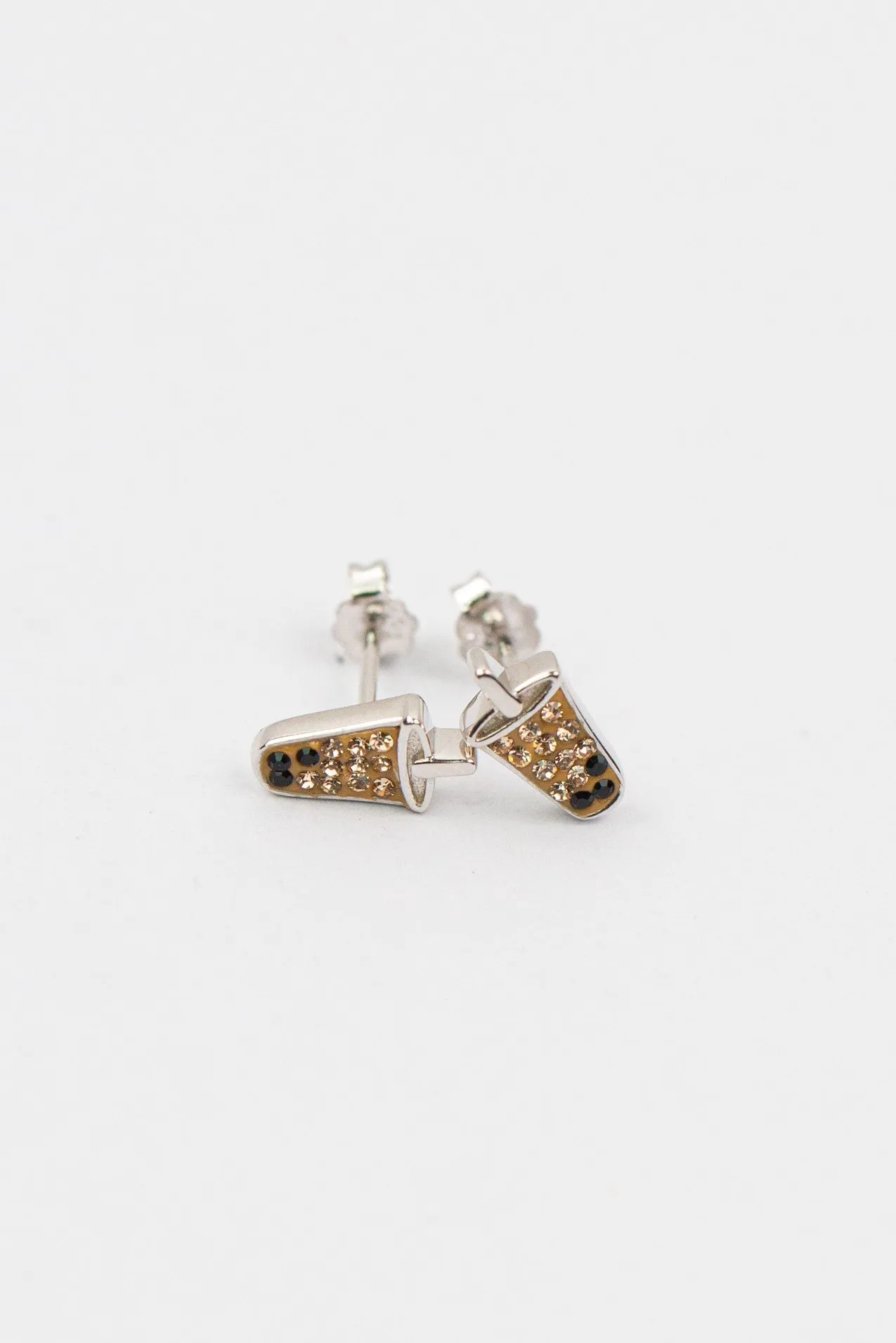 Boba Tea Crystal Silver Stud Earrings