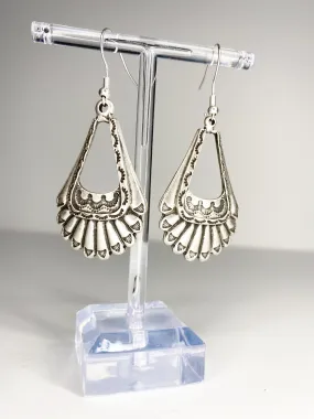 Boho drop charm silver earrings, Sterling silver jewelry