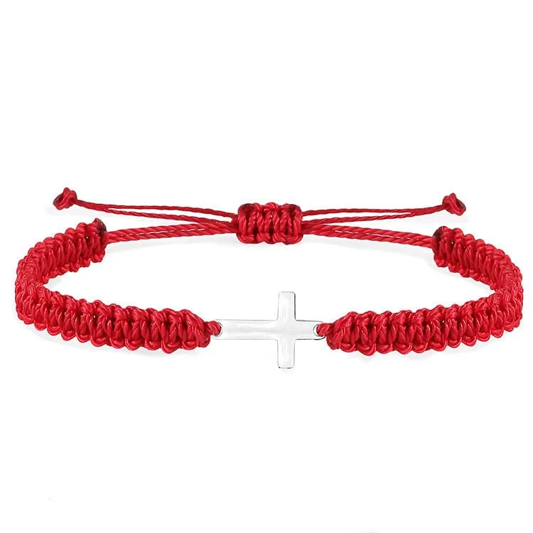 Braided Cross Bracelets <br> Red or Black Rope