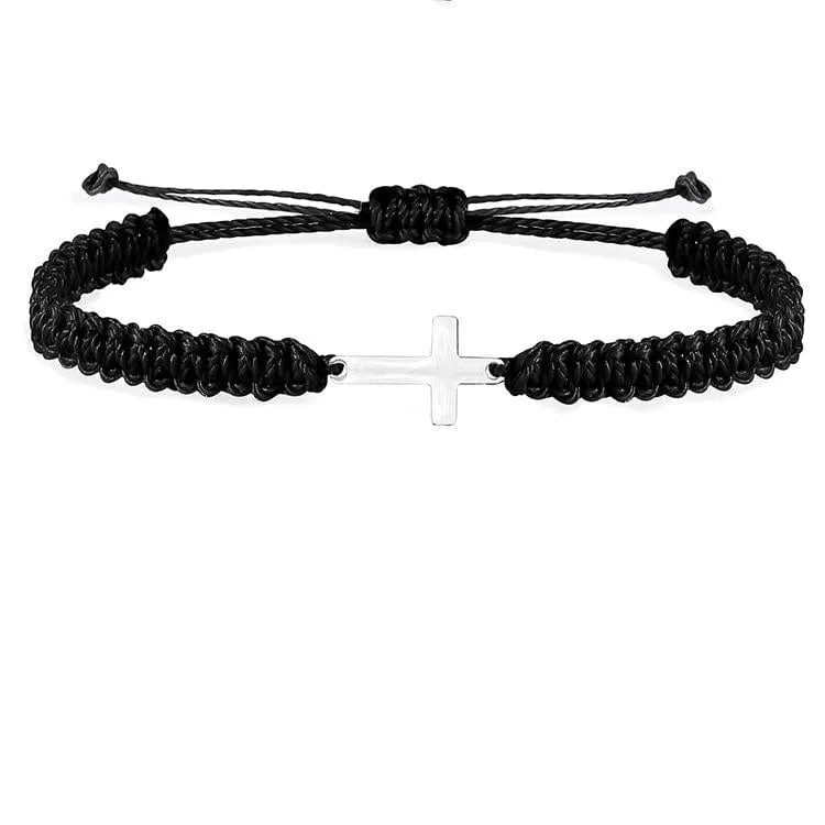 Braided Cross Bracelets <br> Red or Black Rope