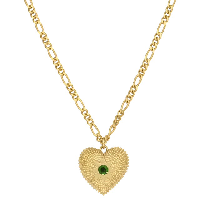 Brave Heart Necklace | 22k Gold Plate | Chrome Diopside