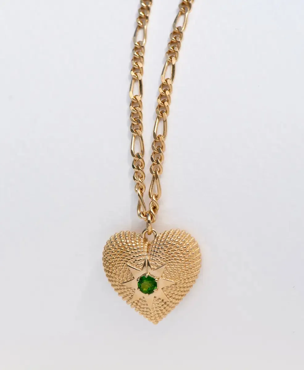 Brave Heart Necklace | 22k Gold Plate | Chrome Diopside