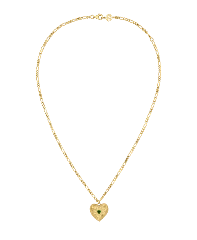 Brave Heart Necklace | 22k Gold Plate | Chrome Diopside