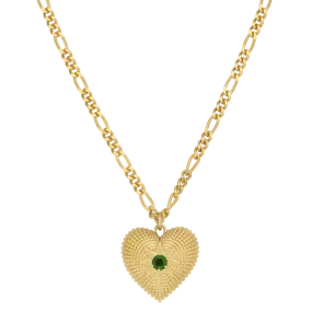 Brave Heart Necklace | 22k Gold Plate | Chrome Diopside