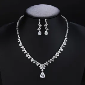 Bridal Jewelry CZ Crystal Necklace and Earring Set, Suitable For Wedding Dinner, Girlfriend Gift, Free Shipping CN10323