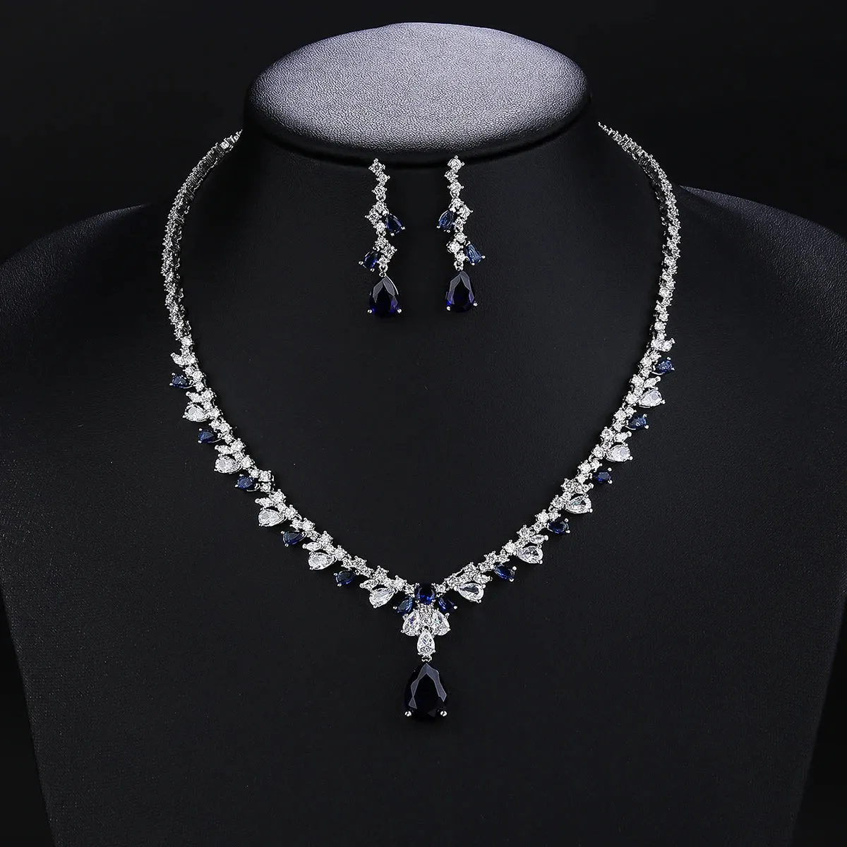 Bridal Jewelry CZ Crystal Necklace and Earring Set, Suitable For Wedding Dinner, Girlfriend Gift, Free Shipping CN10323