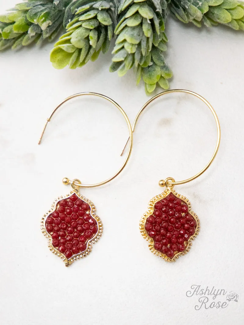 Bring a Gem in your Life Hoop Earrings, Red