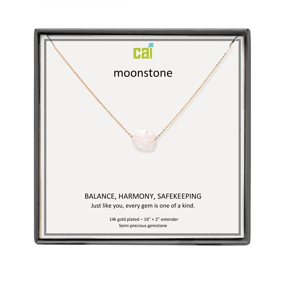 CAI Rainbow Moonstone Square Gemstone Necklaces