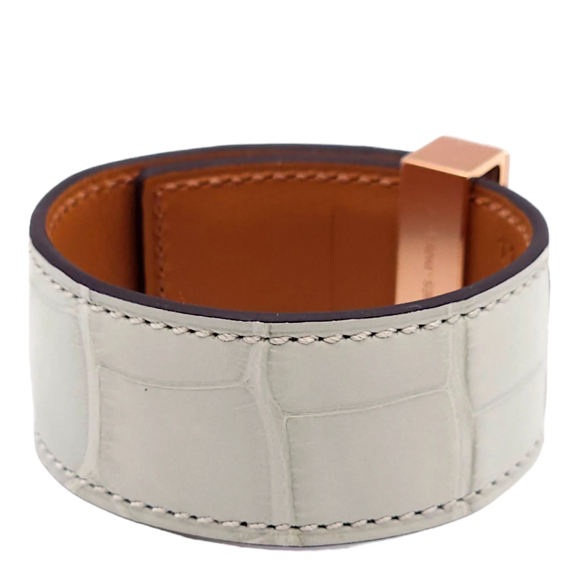 CDC 24 T1 Gris Neve Bracelet in Matte Alligator, Rose Gold hardware