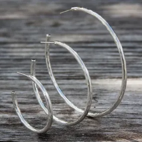 Charles Albert Silver - Silver Medium Hoop Earrings Hammered