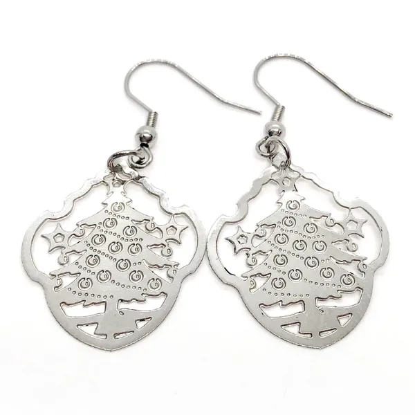 Christmas Tree Stainless Steel Medallion Earrings