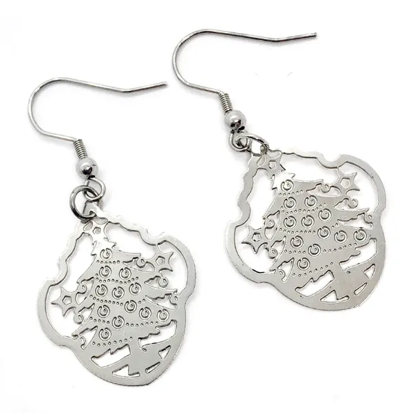 Christmas Tree Stainless Steel Medallion Earrings