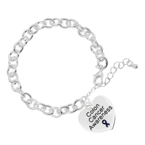 Colon Cancer Awareness Heart Chunky Charm Bracelet