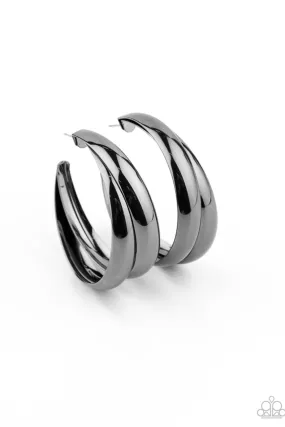 Colossal Curves - Black Hoop Earrings - Paparazzi Accessories