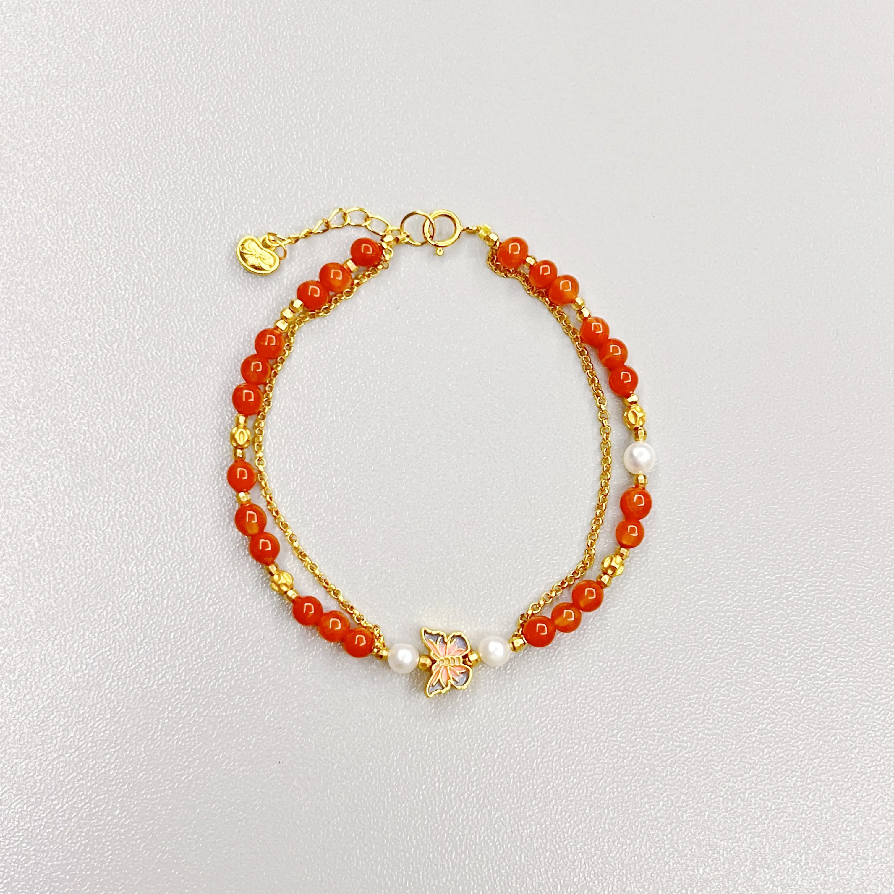 Confident Butterfly - Red Agate bracelet