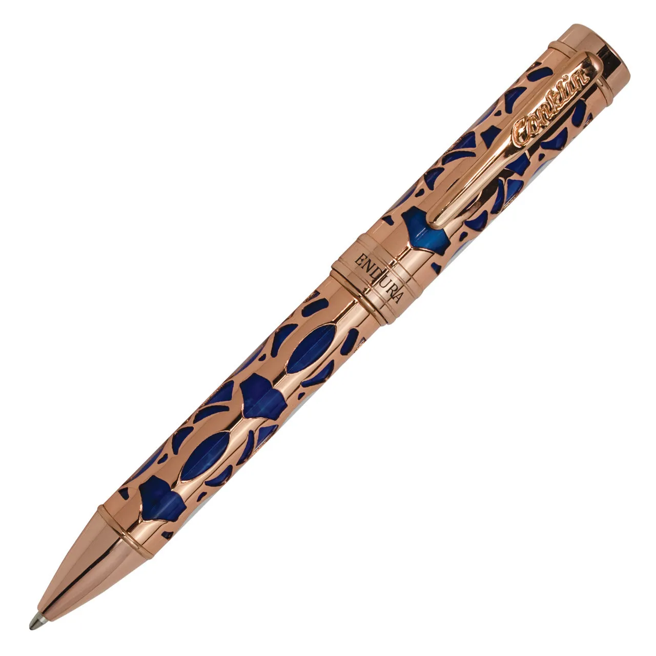 Conklin Endura Deco Crest Ballpoint - Blue with Rosegold