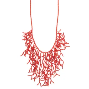 Coral Bead Branch Bib Necklace