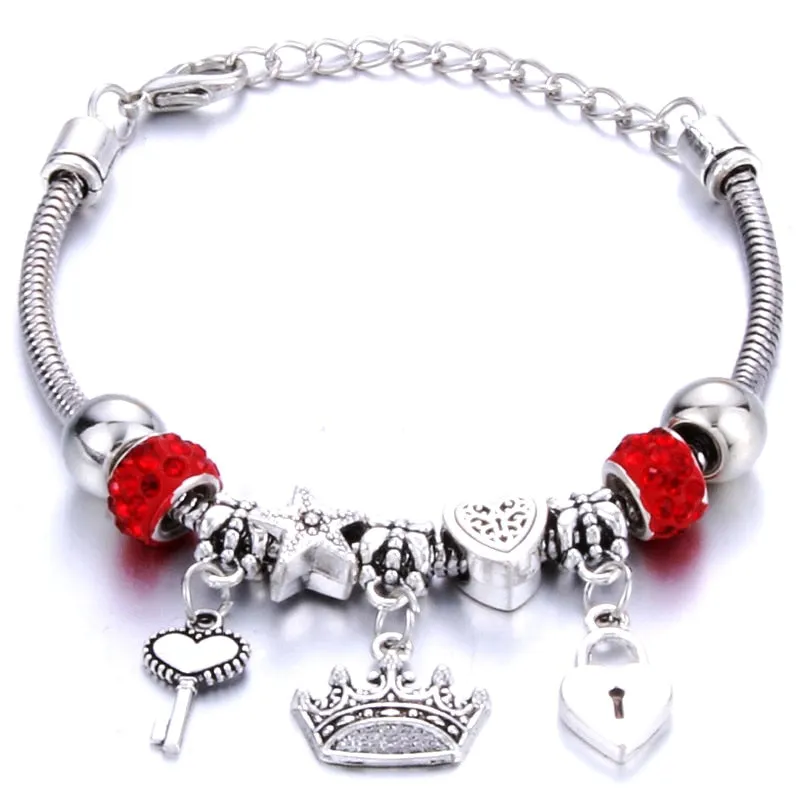 Crown key lock Shape Charm Bracelets