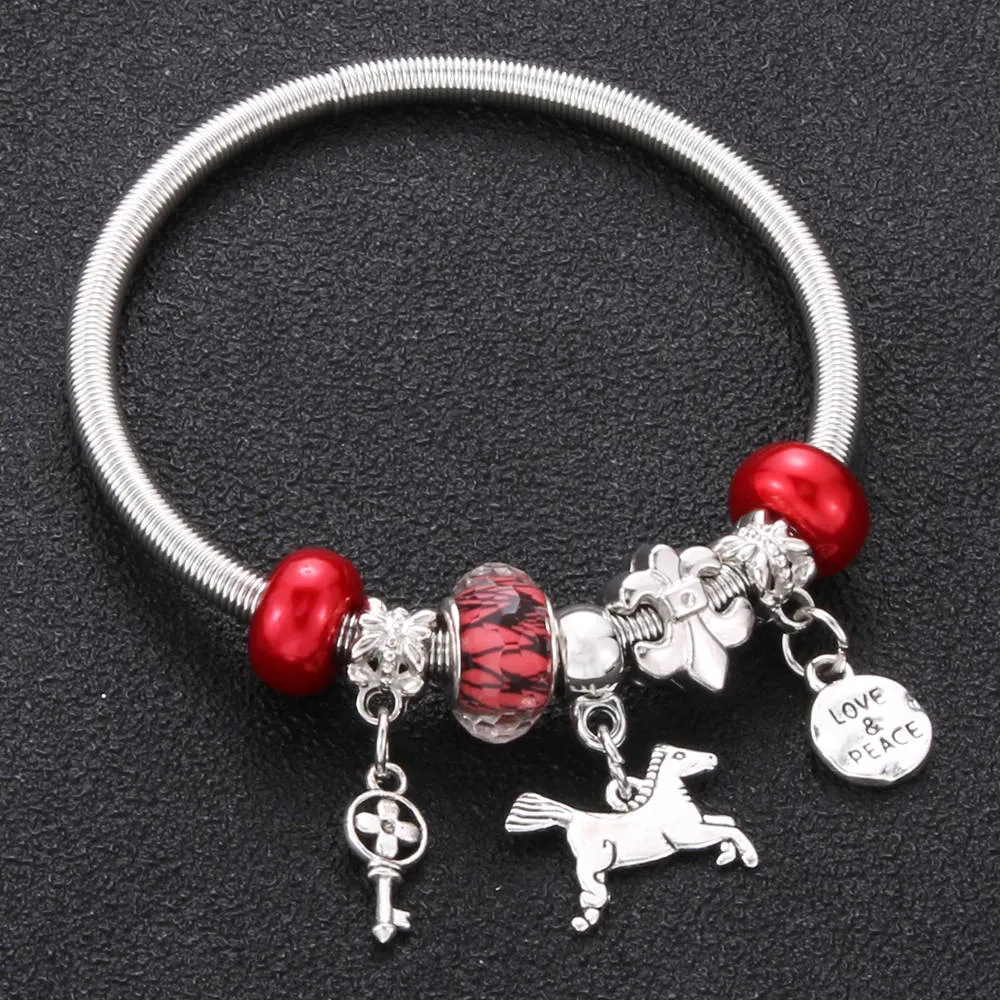 Crown key lock Shape Charm Bracelets