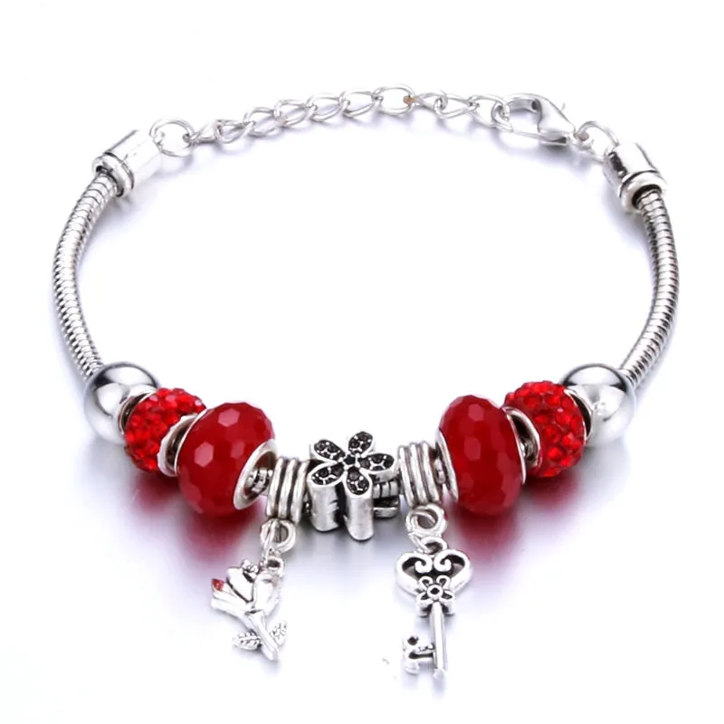 Crown key lock Shape Charm Bracelets