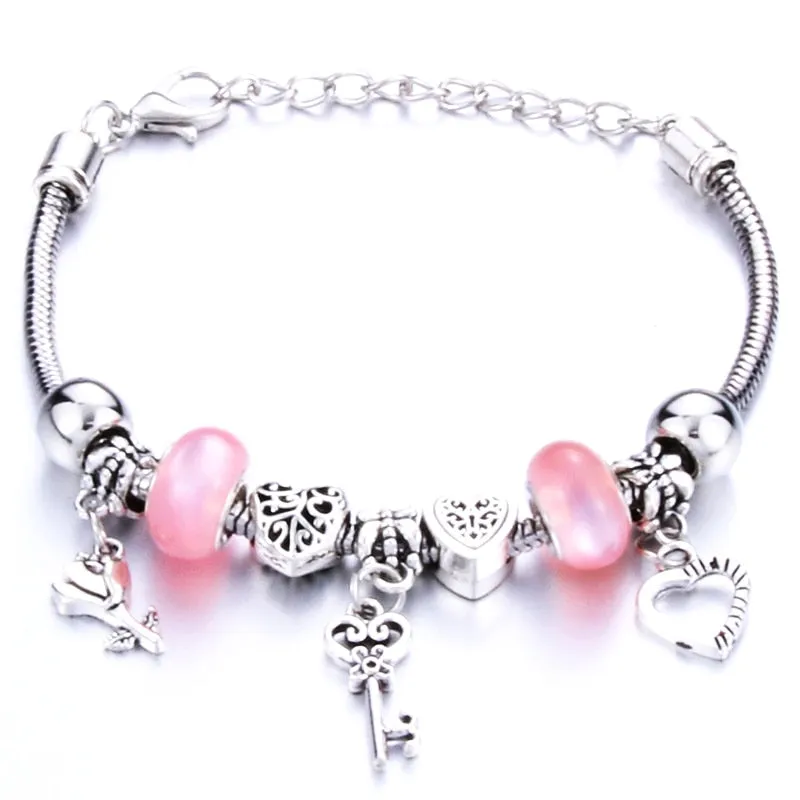 Crown key lock Shape Charm Bracelets