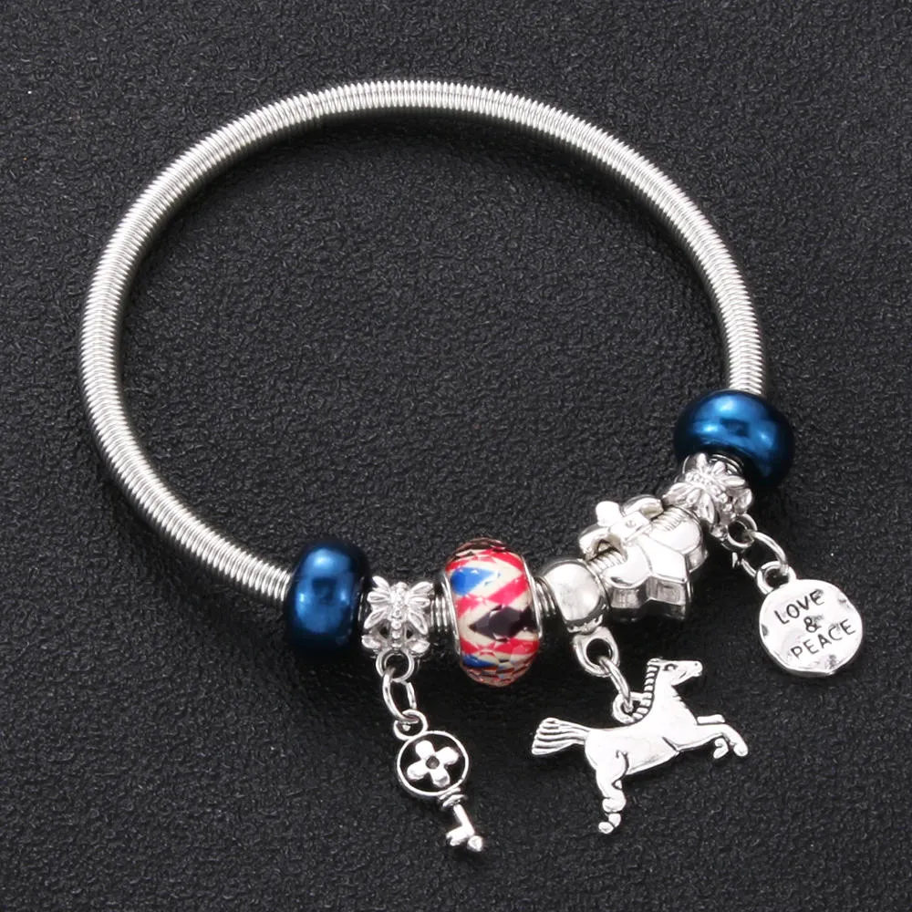 Crown key lock Shape Charm Bracelets