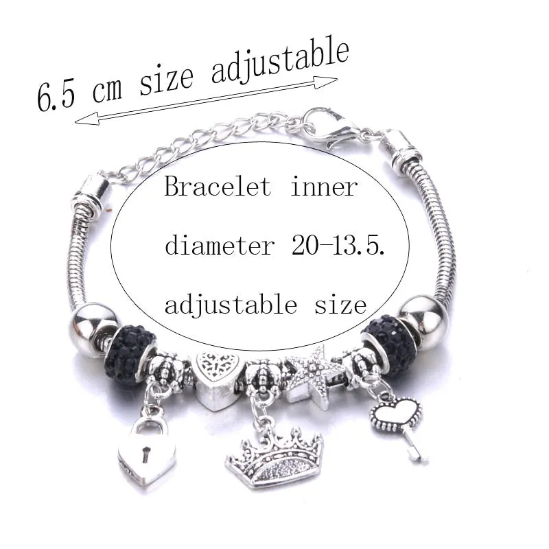 Crown key lock Shape Charm Bracelets