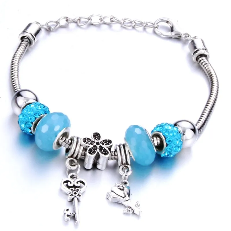 Crown key lock Shape Charm Bracelets