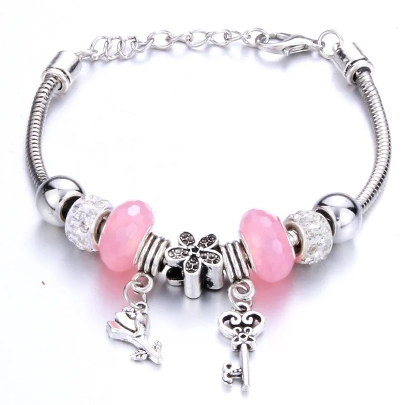 Crown key lock Shape Charm Bracelets