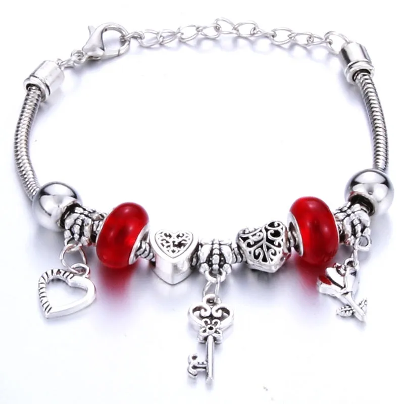 Crown key lock Shape Charm Bracelets