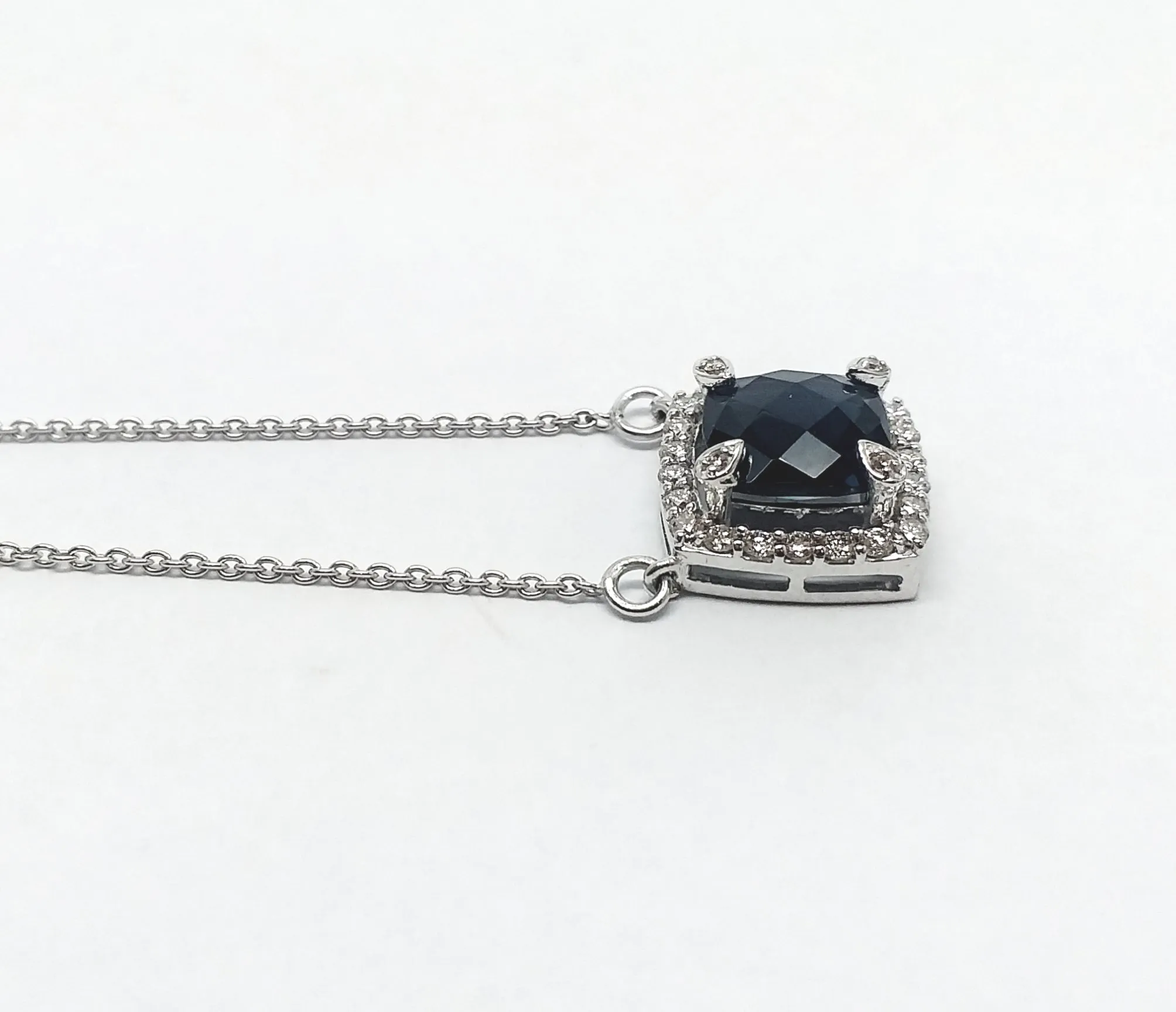 Cushion Cut London topaz and Diamond Pendant AD NO: 2072