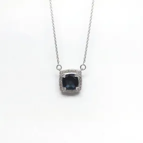 Cushion Cut London topaz and Diamond Pendant AD NO: 2072