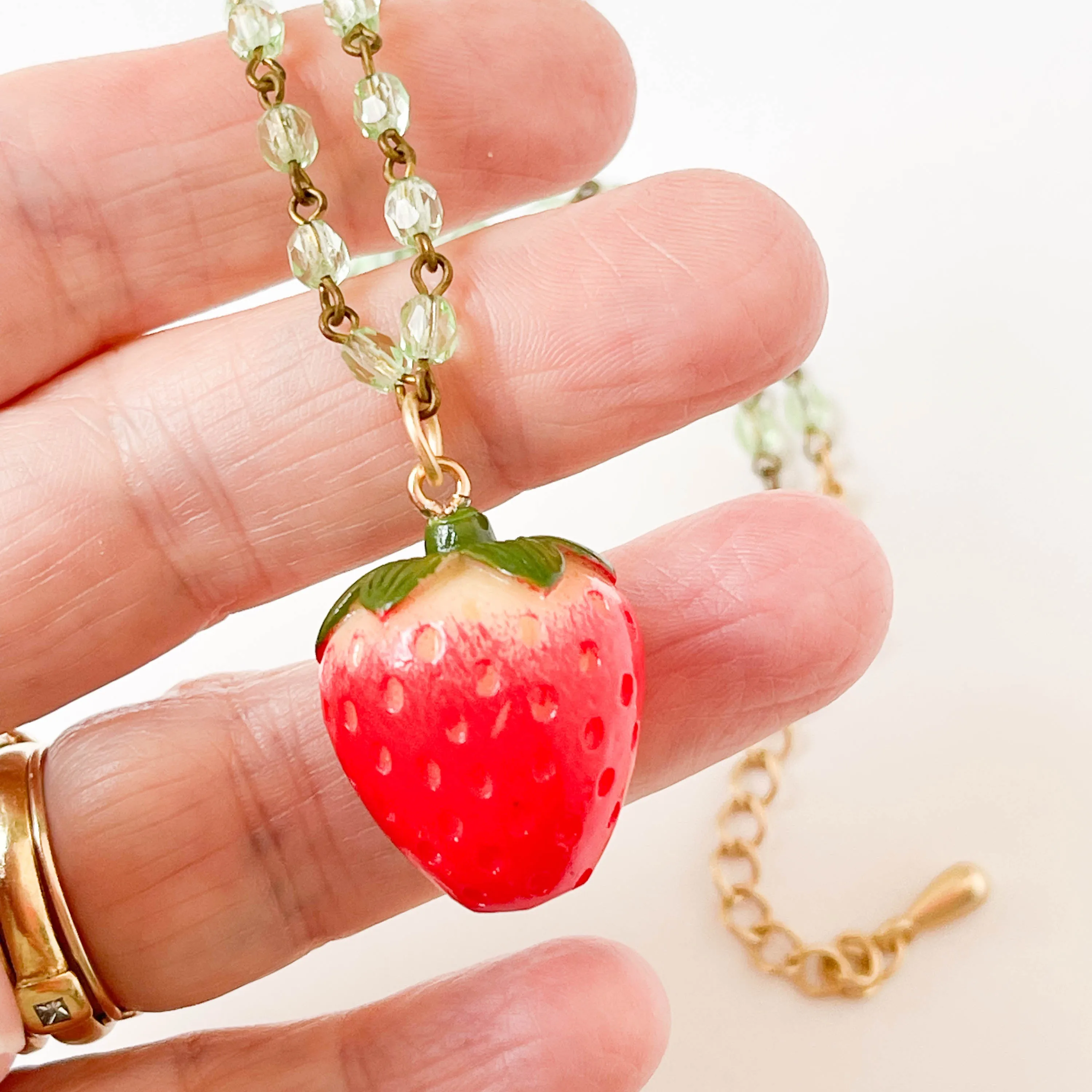 Cute Big Strawberry Charm Necklace